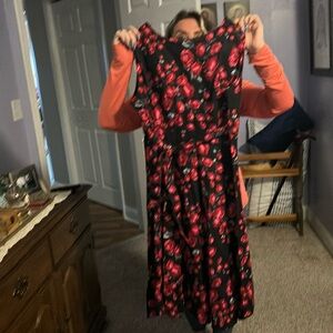 Cocktail dress Black with Red Roses. Brand new no tags